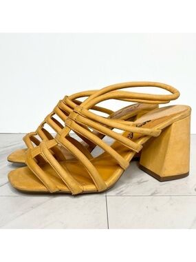 Free People Colette Strappy Orange Block Heel Sandal 7.5